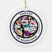Monorail trein neurodivers autisme puzzel keramisch ornament (Achterkant)