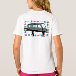 Monorail trein puzzelstukjes autisme bewustzijn t-shirt