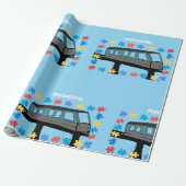 Monorail trein wagon coaster autisme puzzel  cadeaupapier (Uitgerold)