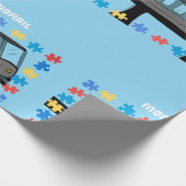 Monorail trein wagon coaster autisme puzzel  cadeaupapier (Hoek)