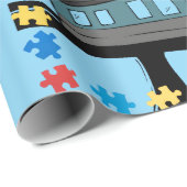 Monorail trein wagon coaster autisme puzzel  cadeaupapier (Rol Hoek)