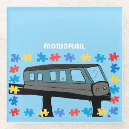 Monorail trein wagon coaster autisme puzzel  glazen onderzetter