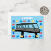Monorail trein wagon coaster autisme puzzel notitiekaartje (Voorkant / Achterkant in situ)
