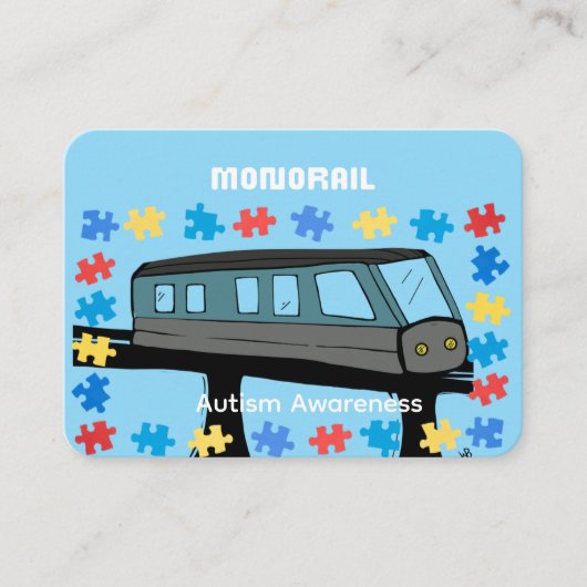 Monorail trein wagon coaster autisme puzzel  visitekaartje (Voorkant)