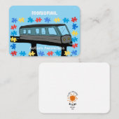 Monorail trein wagon coaster autisme puzzel  visitekaartje (Voorkant / Achterkant)
