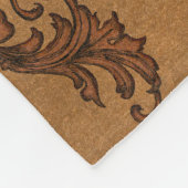 Monorammed Roest en Gouden Bladwervelingen Fleece Deken (Hoek)