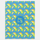 Monorgammed Lemon Tree Azure Blue Passen getrouwd Fleece Deken (Voorkant)