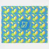 Monorgammed Lemon Tree Azure Blue Passen getrouwd Fleece Deken (Voorkant (Horizontaal))