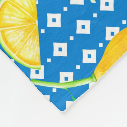 Monorgammed Lemon Tree Azure Blue Passen getrouwd Fleece Deken (Hoek)