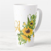 Monorgammed Sunflower Blue Yellow Decor Modern Latte Mok (Rechterhoek)