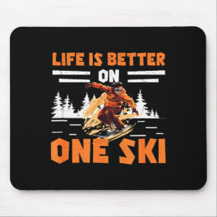 Monoskiën het leven is beter op één ski grappige m muismat