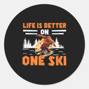Monoskiën is leuker op één ski grappige monoski ronde sticker