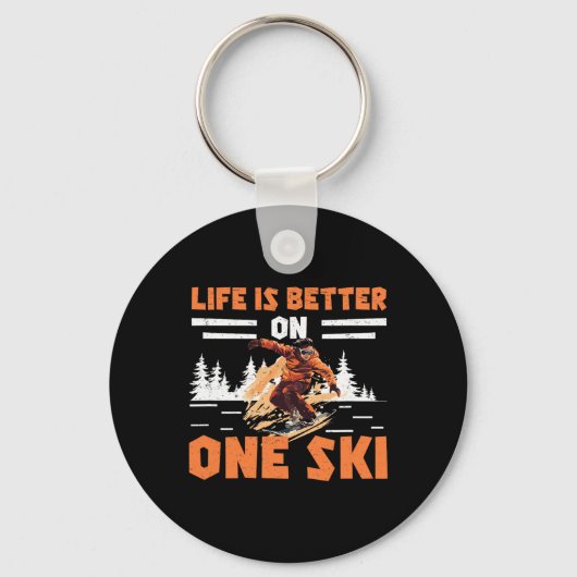 Monoskiën Leven Is Beter Op Één Ski Grappige Monos Sleutelhanger (Voorkant)