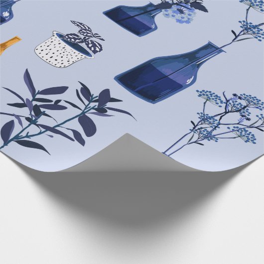 Monoton van moderne bloemen en vaas, pot met bot cadeaupapier (Hoek)