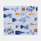 Monoton van moderne bloemen en vaas, pot met bot fleece deken (Voorkant (Horizontaal))