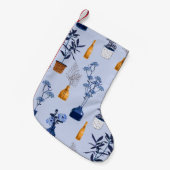 Monoton van moderne bloemen en vaas, pot met bot kleine kerstsok (Voorkant (Hangend))