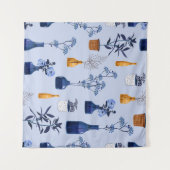 Monoton van moderne bloemen en vaas, pot met bot wandkleed (Voorkant (horizontaal))