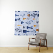 Monoton van moderne bloemen en vaas, pot met bot wandkleed (In Situ (horizontaal))