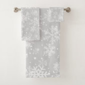 Monotone badhanddoeken, sneeuwvlok ontwerp, grijze bad handdoek (Insitu)