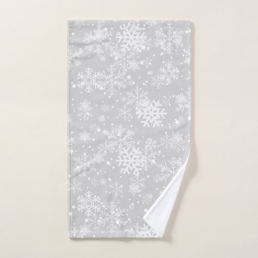 Monotone badhanddoeken, sneeuwvlok ontwerp, grijze bad handdoek (Handdoek)