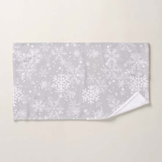 Monotone badhanddoeken, sneeuwvlok ontwerp, grijze bad handdoek (Handdoek)