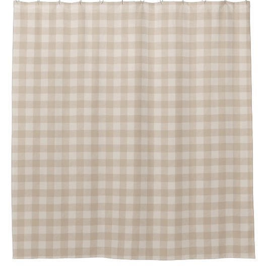 Monotone Beige Gingham Check Patroon Douchegordijn (Voorkant)