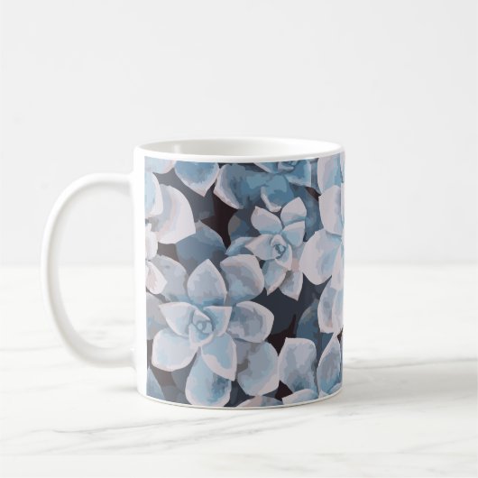 Monotone blauwe succulente Mok (Links)