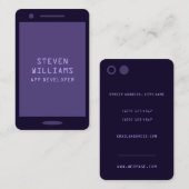 Monotone gekleurde smartphone faux ziet er violet  visitekaartje (Voorkant / Achterkant)
