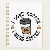 MONOTONE IK HOU VAN KOFFIE IK HEB KOFFIE NODIG PLANNER (Voorkant)