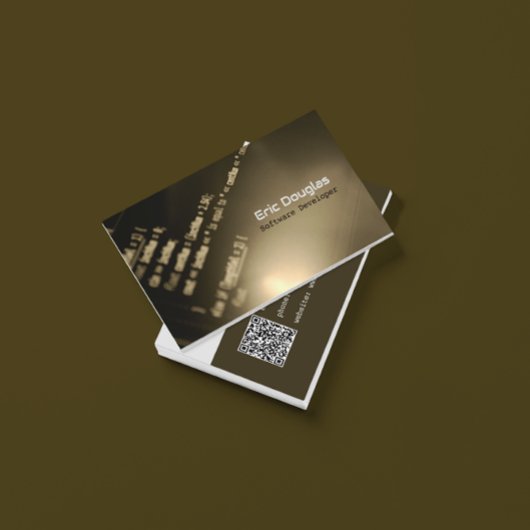 Monotone moderne software tech professional QR-cod Visitekaartje
