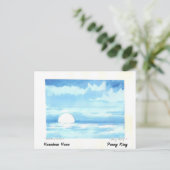 Monotone Moon Original Waterverf Painting Briefkaart (Staand voorkant)