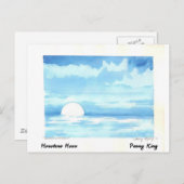 Monotone Moon Original Waterverf Painting Briefkaart (Voorkant / Achterkant)