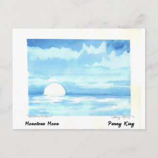 Monotone Moon Original Waterverf Painting Briefkaart