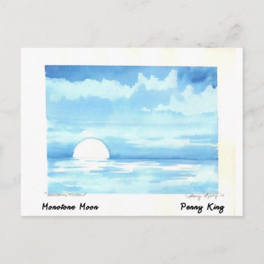 Monotone Moon Original Waterverf Painting Briefkaart (Voorkant)