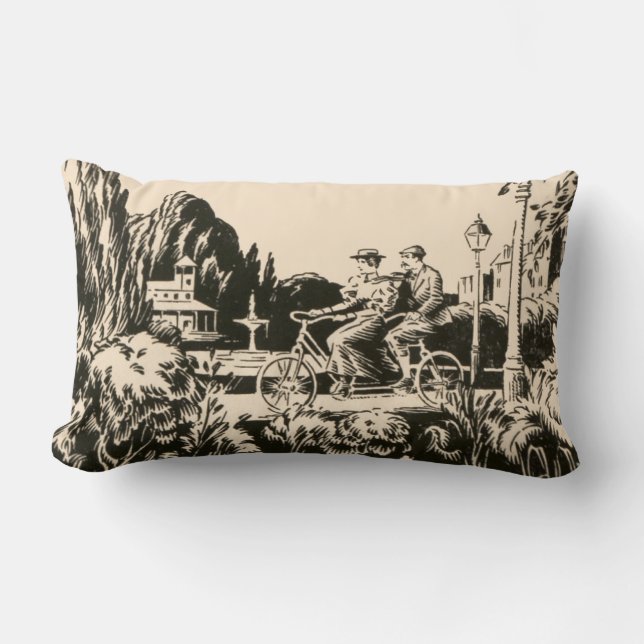  Monotone Tandem Bicycle Man Natuur Kussen (Voorkant)