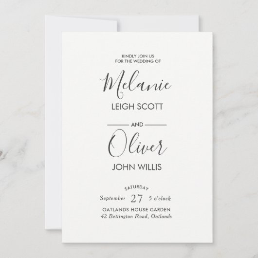 Monotone verlaat bruiloft uitnodiging (Voorkant)