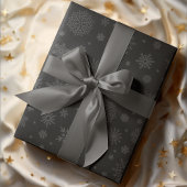 Monotone Winter Sneeuwvlok Houtskool Cadeaupapier