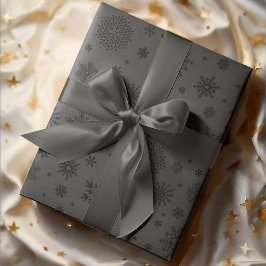 Monotone Winter Sneeuwvlok Houtskool Cadeaupapier