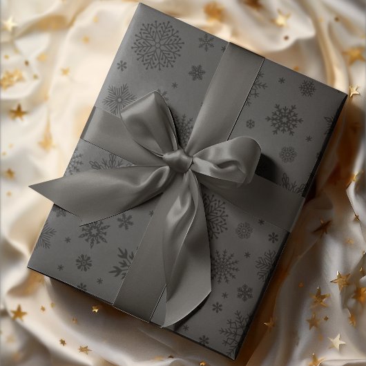 Monotone Winter Sneeuwvlok Houtskool Cadeaupapier