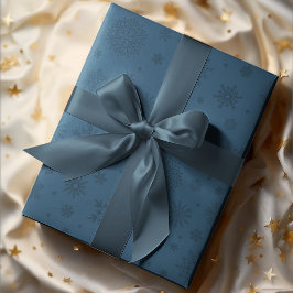 Monotone Winter Sneeuwvlok Marine Blauw Cadeaupapier