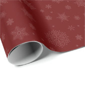 Monotone Winter Snowflake Crimson Red Cadeaupapier (Rol Hoek)