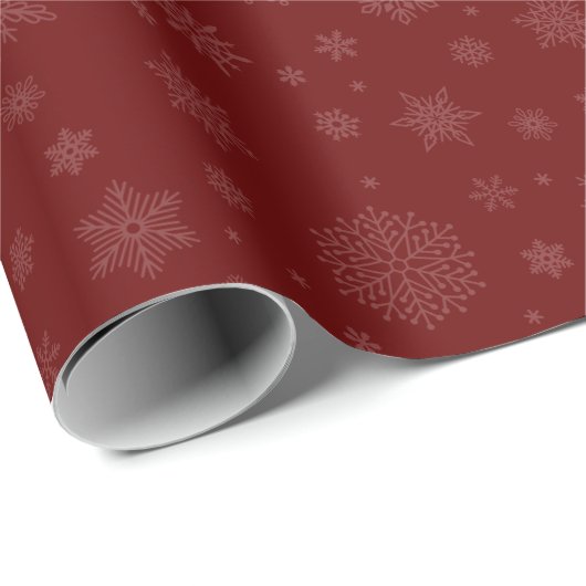 Monotone Winter Snowflake Crimson Red Cadeaupapier (Rol Hoek)