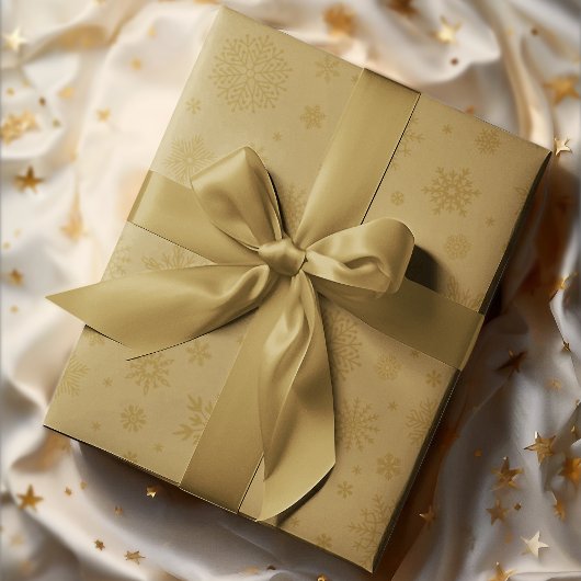 Monotone Winter Snowflake Gold Cadeaupapier