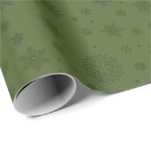 Monotone Winter Snowflake Olijfgroen Cadeaupapier (Rol Hoek)