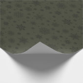 Monotone Winter Snowflake Pine Green Cadeaupapier (Hoek)