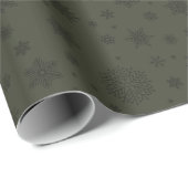 Monotone Winter Snowflake Pine Green Cadeaupapier (Rol Hoek)