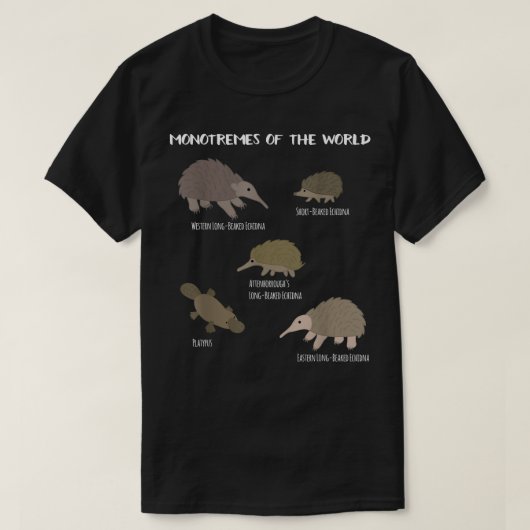 Monotremes van de wereld Echidna Platypus Gift Fun T-shirt (Design voorkant)