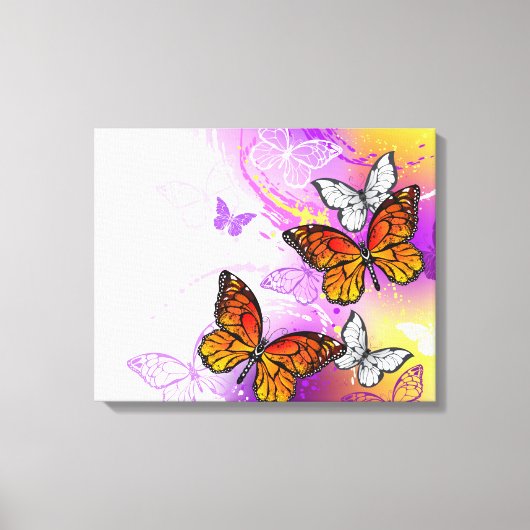 Monovlinder op Paarse Achtergrond Canvas Afdruk (Voorkant)