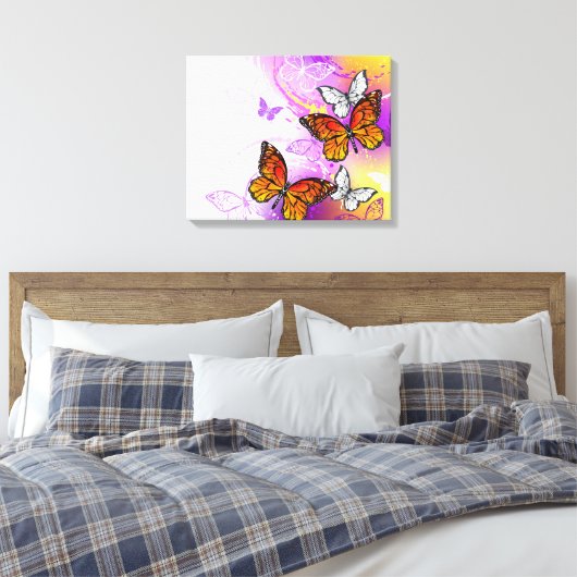 Monovlinder op Paarse Achtergrond Canvas Afdruk (Insitu (Slaapkamer))