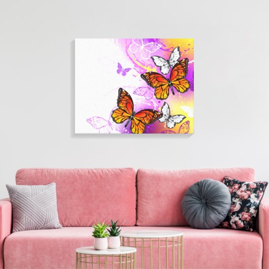 Monovlinder op Paarse Achtergrond Canvas Afdruk (Insitu (Woonkamer))